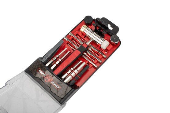 Real Avid's Accu-Punch Hammer and Roll Pin Punch set includes a multi-head smithing hammer, pin punches, and precision roll pin holder